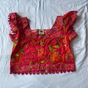 Farm Rio Solar Forest Button Down Blouse - Medium